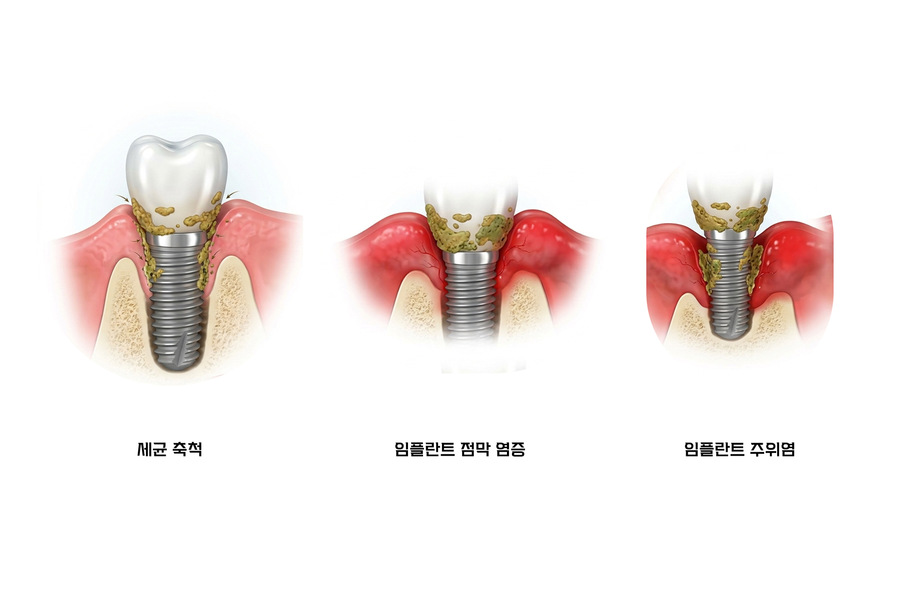 성남 구미동치과 임플란트 주위염 치조골 흡수 진행 단계